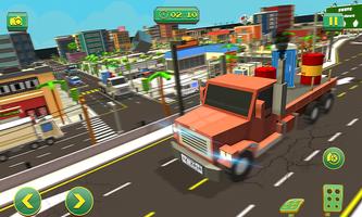 Blocky Truck Driver Simulator Urban Transport imagem de tela 3
