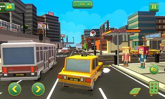 Blocky Taxi Car City Driving : Pixel Taxi Sim Game Plakat