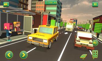 Blocky Taxi Car City Driving : Pixel Taxi Sim Game Ekran Görüntüsü 3