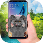 Cat walks on screen phone funny joke-icoon