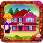 Construção de casas rosa rosa: construtor ícone