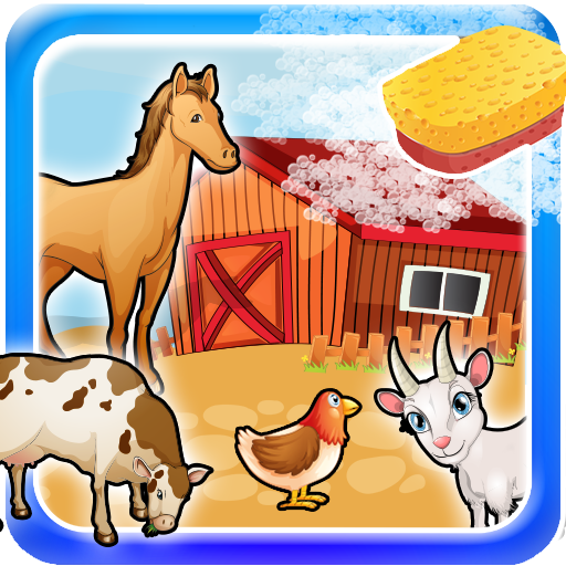 Niños lavado limpieza granja