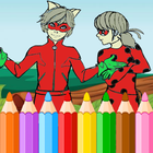 Coloring Book for Cat Noir and Ladybug icône