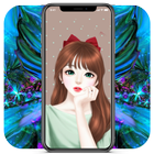 Cute Cartoon Girl Wallpaper icono