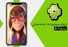 Cute Cartoon Girl Wallpaper captura de pantalla 1