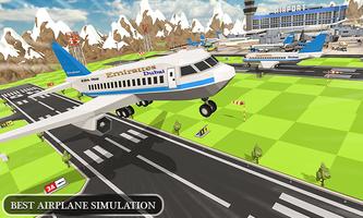 Flight Simulator : Blocky Airplane Pilot 3D Free ✈ poster