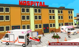 🚑 City Ambulance : Rescue Driver SIM Blocky 3D 🚑 Affiche
