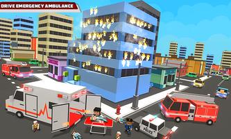 🚑 City Ambulance : Rescue Driver SIM Blocky 3D 🚑 capture d'écran 1
