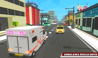 🚑 City Ambulance : Rescue Driver SIM Blocky 3D 🚑 capture d'écran 2