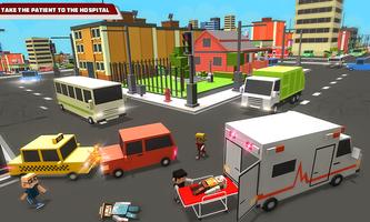 🚑 City Ambulance : Rescue Driver SIM Blocky 3D 🚑 capture d'écran 3