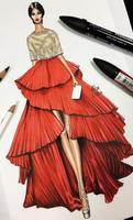 Fashion design sketches - Dress Affiche