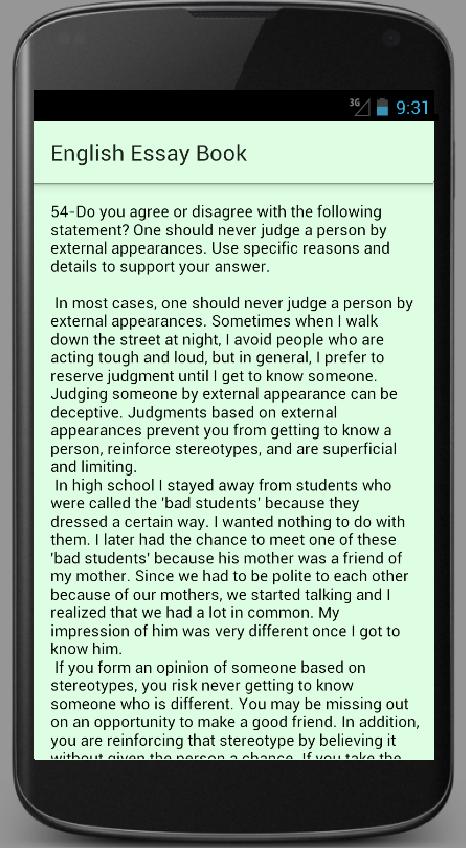 College Essay Thesis Essay On Healthy Foods also Outline An Essay English Essay Book For Android Apk Download Essays About Business