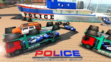 警察 船 トランスポーター ゲーム -  車 輸送 ゲーム スクリーンショット 1
