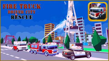 Fire Truck Driver City Rescue Affiche