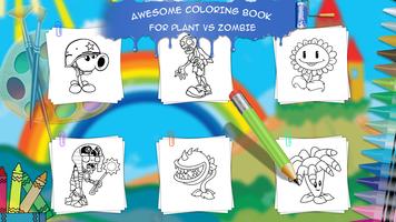 Coloring book for Zombies Vs Plant Affiche