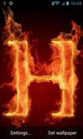 Fiery letter H live wallpaper plakat