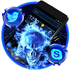 Fire Blue Skull Theme icon