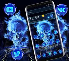 Fire Blue Skull Theme पोस्टर