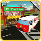 Verse bloemen bezorgen truck-icoon