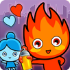 Redboy in a puzzle adventure game with Bluegirl APK