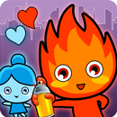 Redboy in a puzzle adventure game with Bluegirl APK