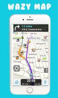 GPS Waze地图，交通，警报 海报