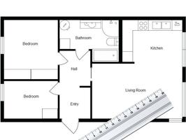 sketch floor plan house free الملصق