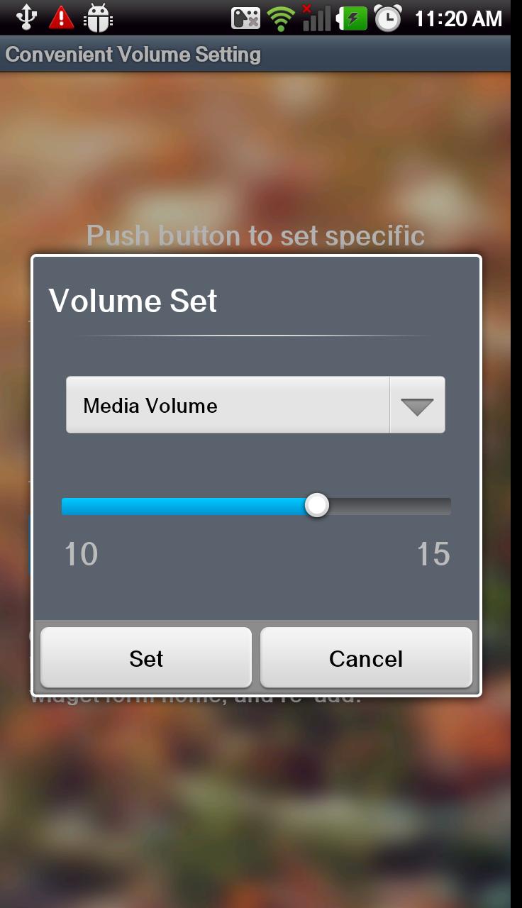 Widget setting. TV Volume. Click widget APK.