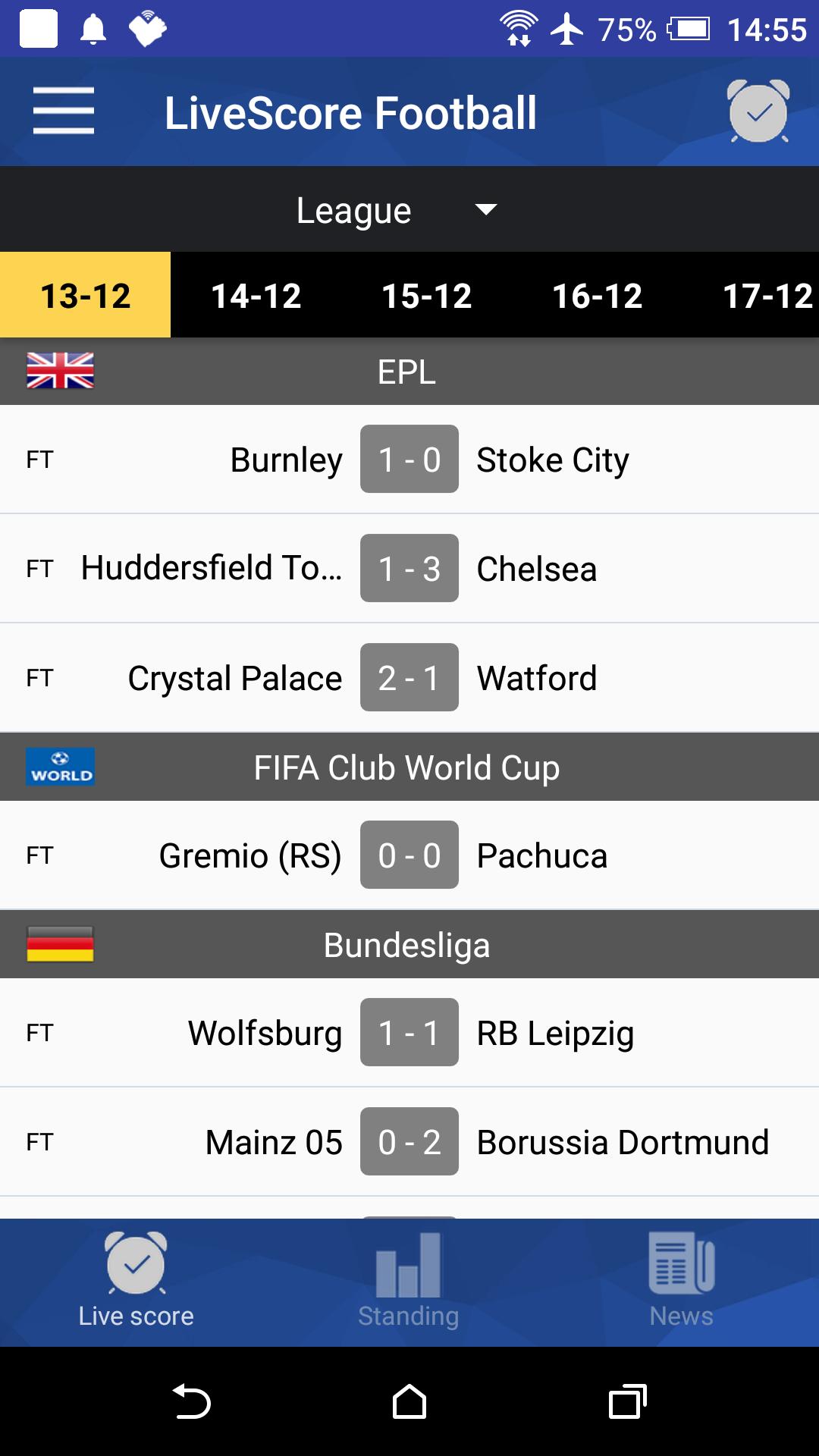 Today Live Football Scores