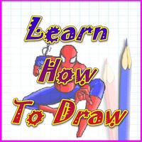 Spider drawing step by step Affiche