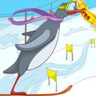 Icona happy penguin: feet skiing
