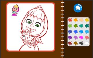Coloring Book For Kids : Little Girl and Bear Affiche