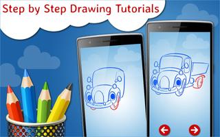 How to Draw Cartoon Cars  Step by Step Drawing App Screenshot 1