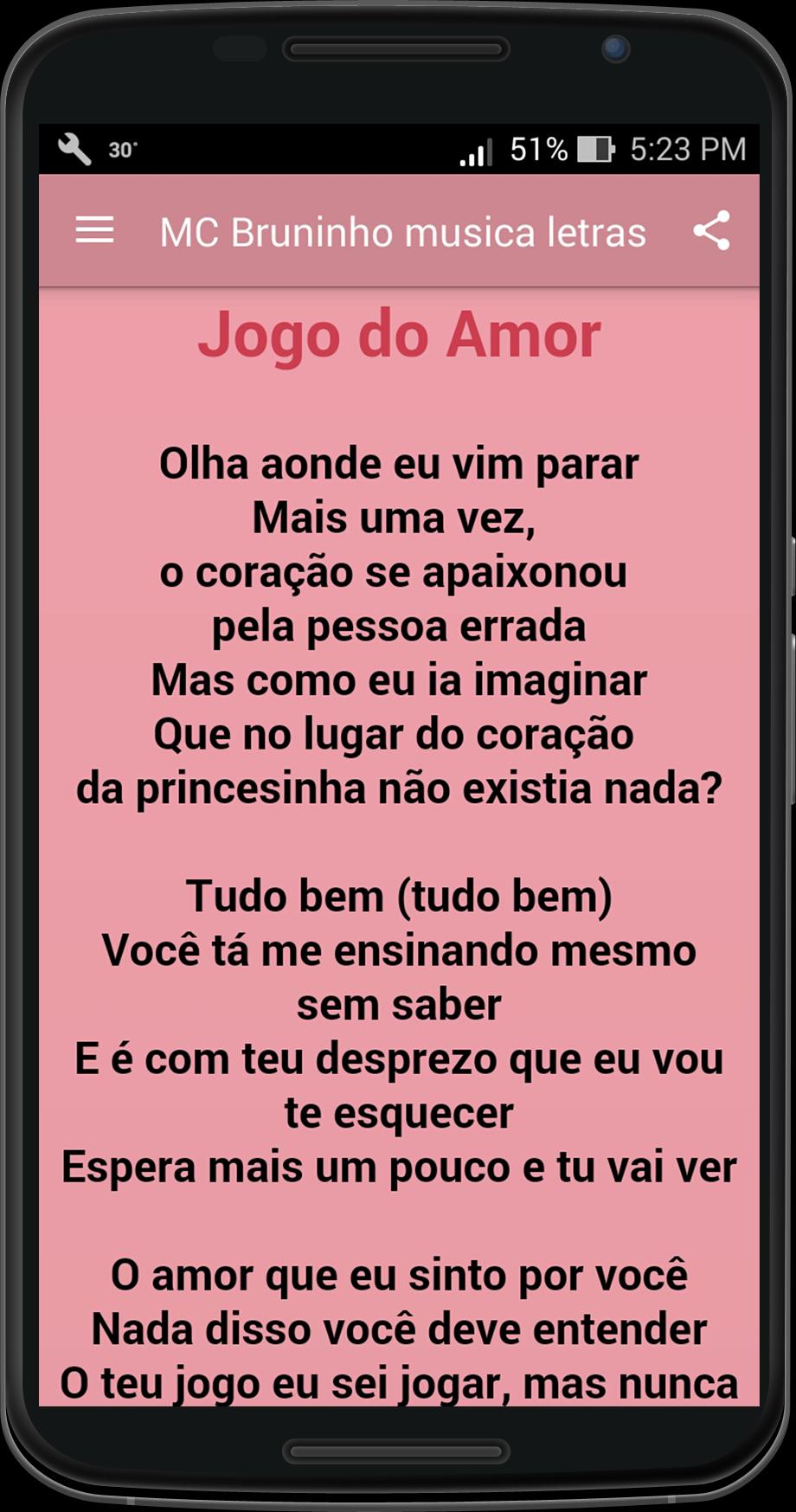 MC Bruninho Jogo do Amor Letra da música APK (Android App