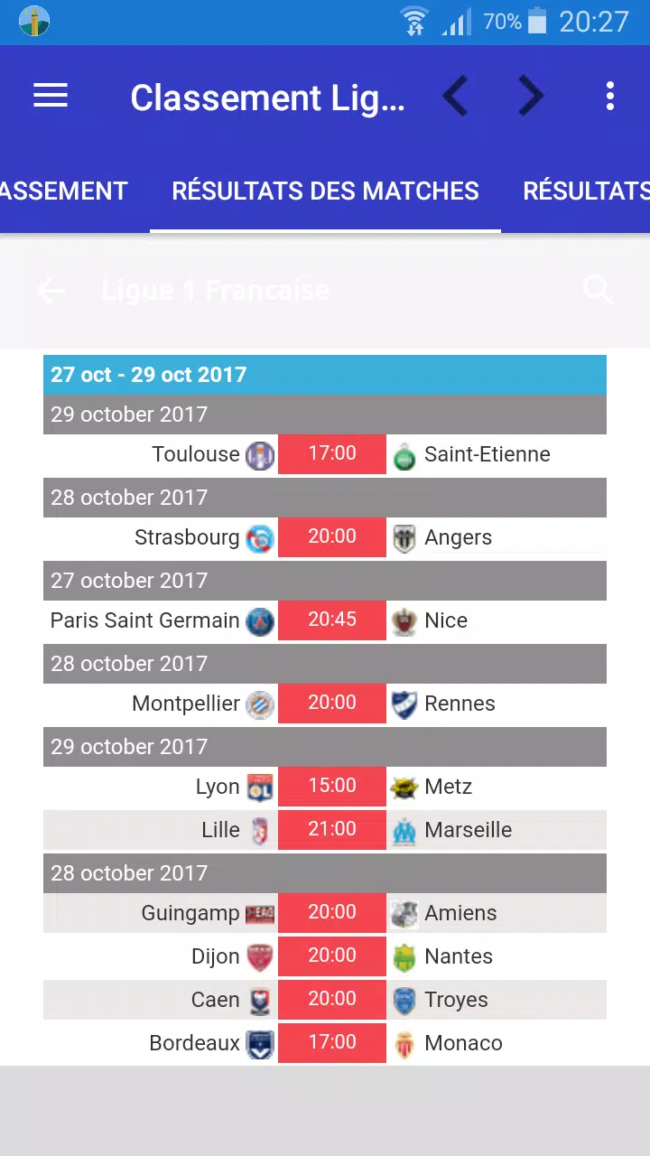 Classement ligue 1 francaise APK for Android Download