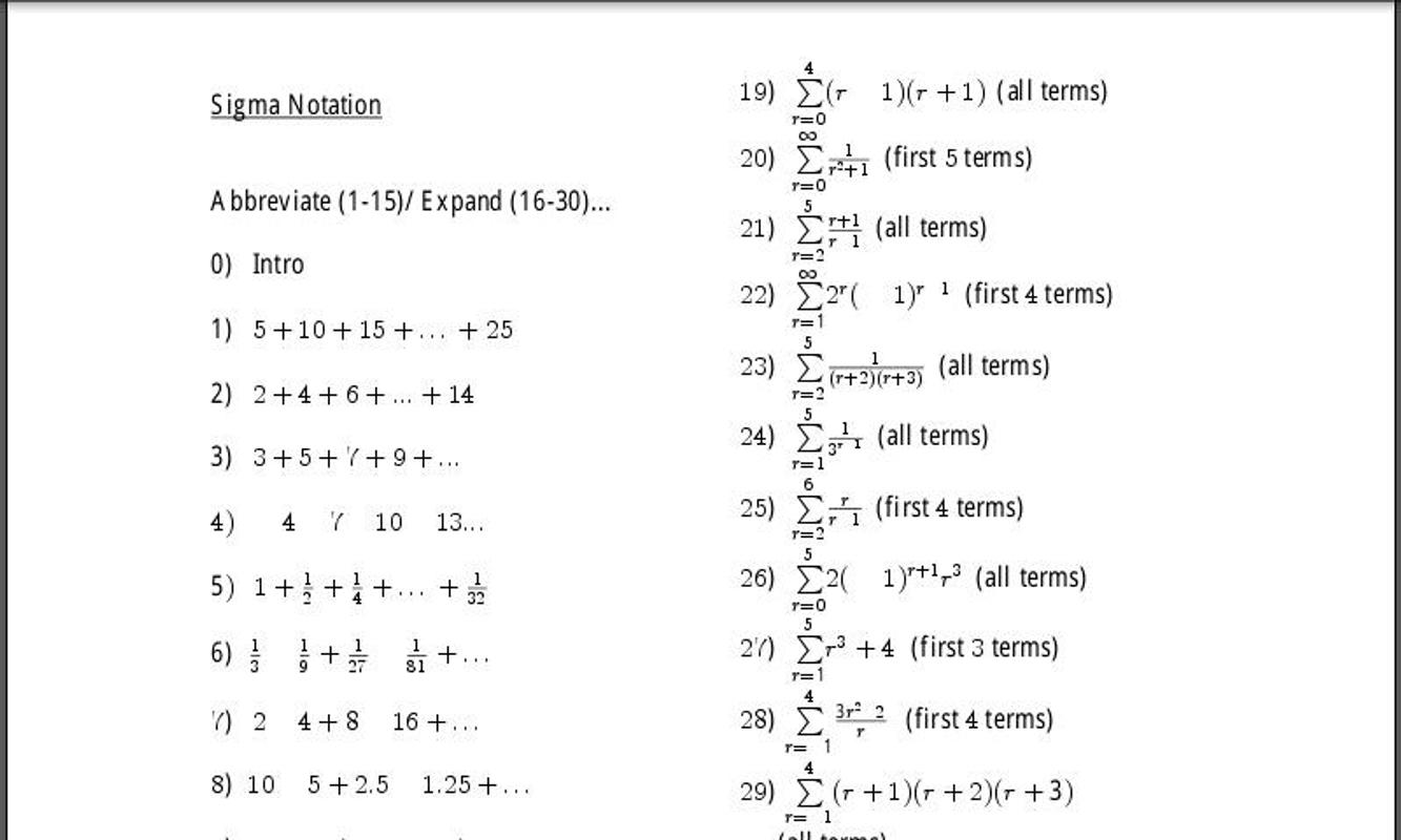 Worksheets Sigma Notation Worksheet a p s g sigma notation apk download free education app screenshot