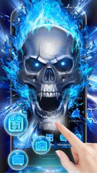 Download Blue Fire Skull 3d Launcher Theme Live Wallpapers Apk For