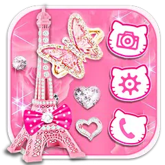 Pink Eiffel Tower Launcher Theme Live HD Wallpaper APK download