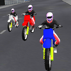 Ville, moto, courses, 3D icône