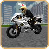 Police, vélo, conduite, 3D icône