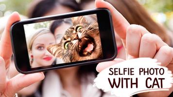 Selfie photo with cat Affiche