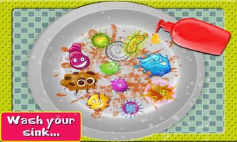 dish washing : girls cleaning kitchen game screenshot 2