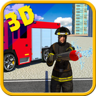 Firefighter hero rescue operation icon