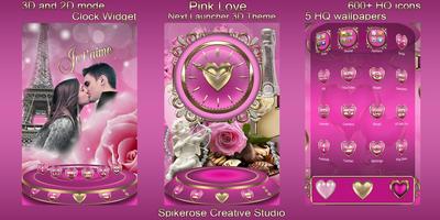 Pink Love 3D Next Launcher theme Affiche