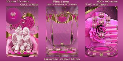 Pink Love 3D Next Launcher theme capture d'écran 1