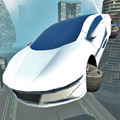 Futuristic Flying Car Driving Zeichen