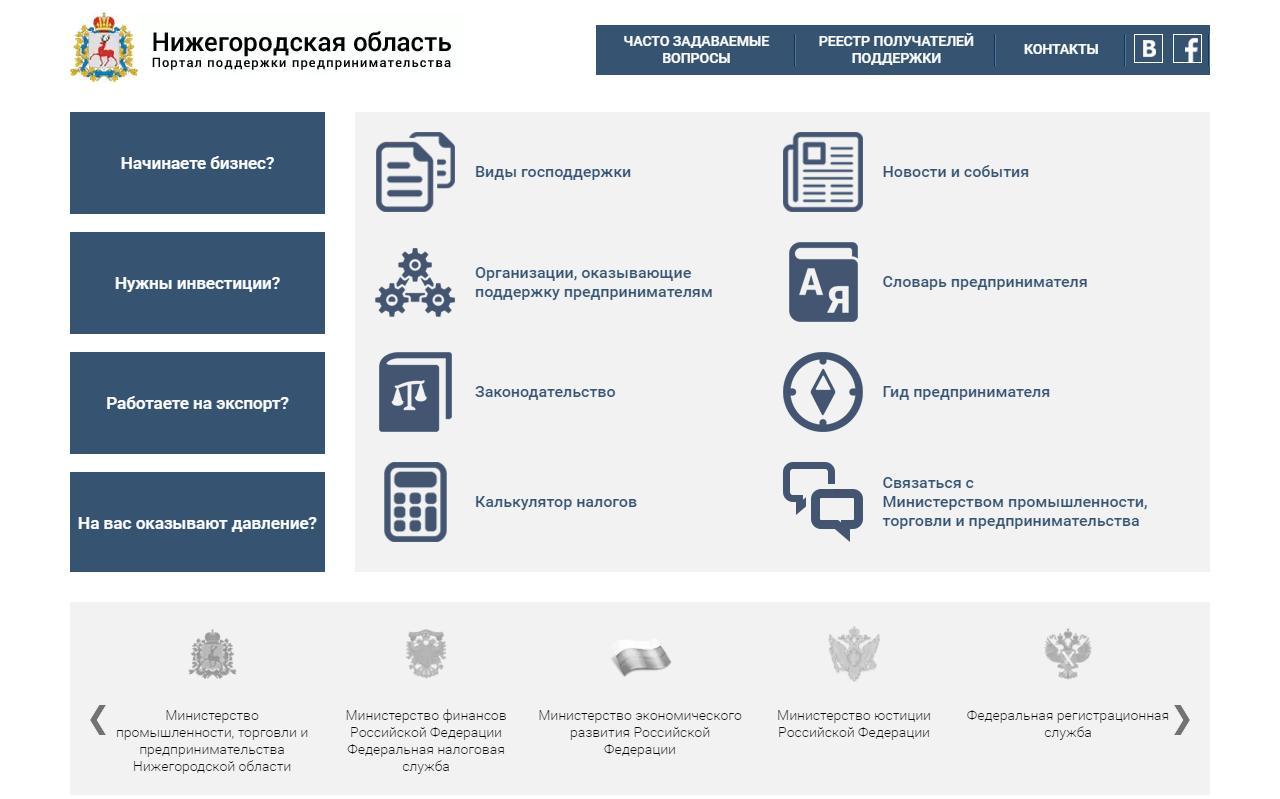 Гоу нн электронный. Формы поддержки предпринимательства в Нижегородской. Поддержка бизнеса приложение.