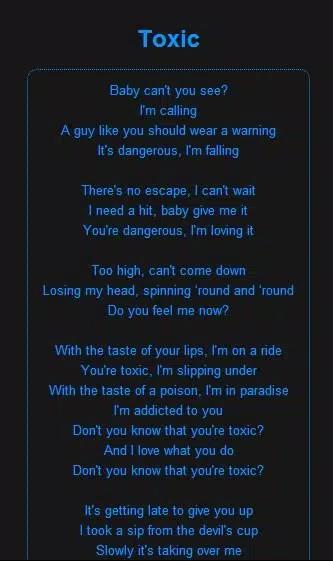 Britney Spears – Toxic Lyrics