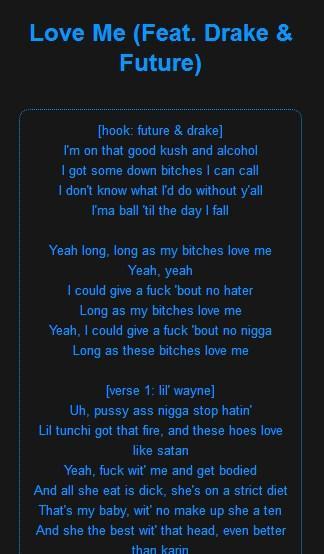 Love me lyrics lil wayne future