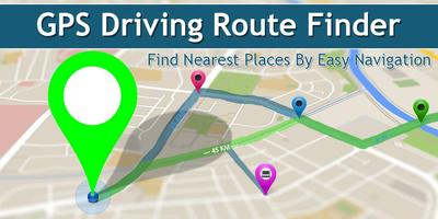 GPS Driving Route Finder - Near By Places on Maps Affiche